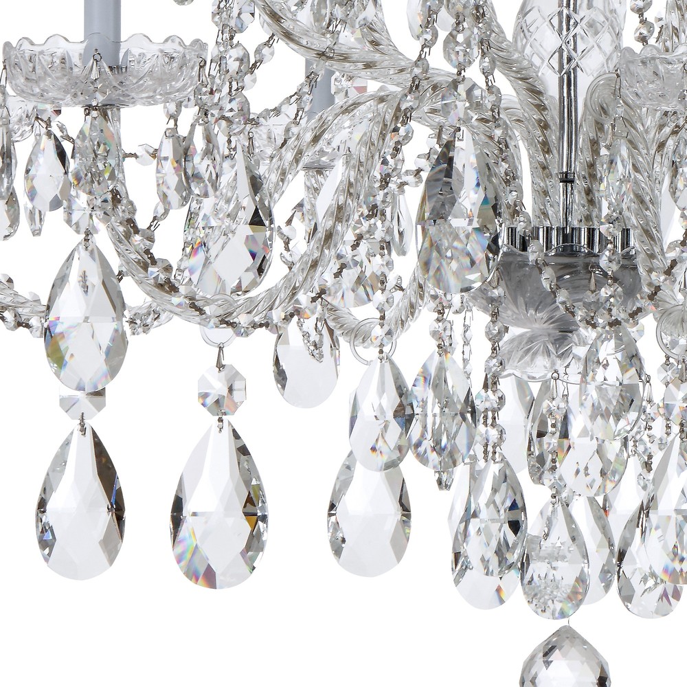 Traditional Crystal 12 Light Hand Cut Crystal Polished Chrome