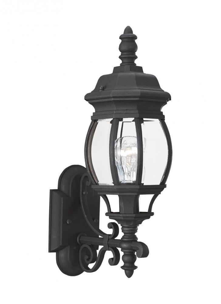 Wynfield traditional 1-light outdoor exterior wall lantern sconce uplight  in black finish with clear 88200-12 Chateau Lighting