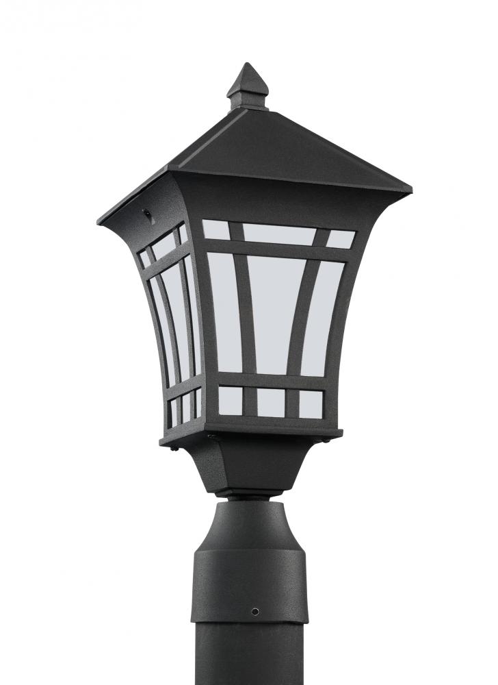 Herrington transitional 1-light outdoor exterior post lantern in black  finish with etched white glas 89231-12 Chateau Lighting