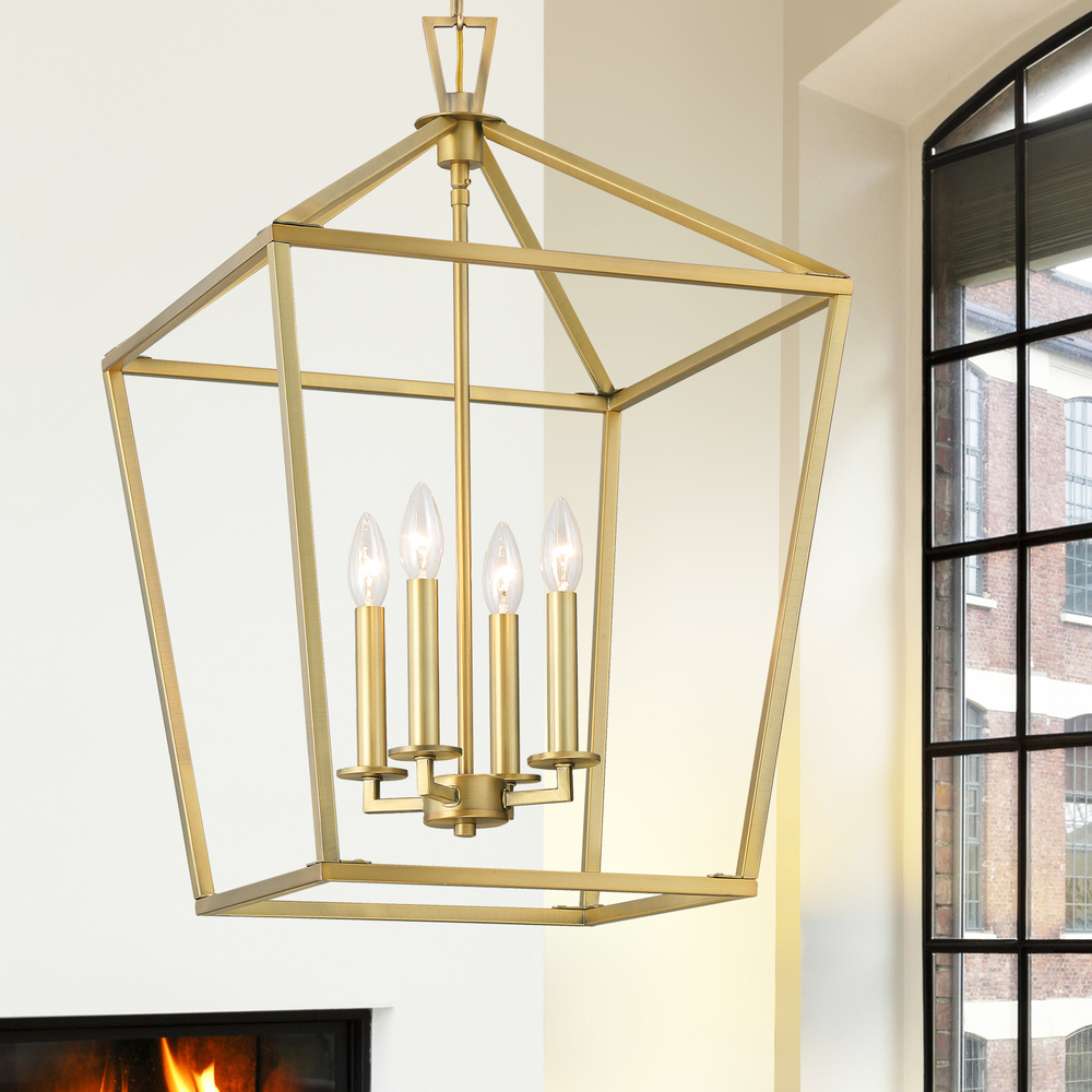 4-Light Gold Lantern store Pendant Light Chandelier