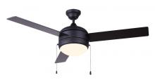 Canarm CF48CA33BK - Calibre III MBK, Fan 48&#34;3 Blades, #7 Black, Dual Mount, Flat Opal Glass, Pull Chains, 2x60W Type