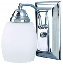 Canarm IVL259A01CH - Griffin, 1 Light Vanity, Flat Opal Glass, 100 W Type A, 4 5/8&#34; W x 8&#34; H x 7 1/4&#34; D