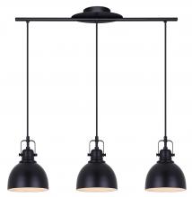 Canarm IPL622A03BK - POLO, IPL622A03BK, MBK Color, 3 Lt Cord Pendant, 60W Type A, 29.5&#34; W x 10.25 - 58.25&#34; H x 6.