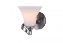 Canarm IVL587A01BN - Rue, 1 Lt Vanity, Flat Opal Glass, 60W Type A, 6 1/8&#34; x 7 1/2&#34; x 7&#34;