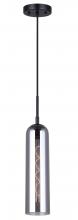 Canarm IPL740B01BK - ELOISE, IPL740B01BK, MBK Color, 1 Lt Cord Pendant, Smoked Glass, 60W Type A, 4.75&#34; W x 22 - 69&#