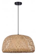 Canarm IPL2025B01BK - SARIEL, IPL2025B01BK, MBK Color, 1 Lt Cord Pendant, Bamboo, 60W Type A, 18&#34; W x 11 - 59&#34; H