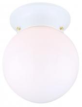 Canarm ICL911 - Ceiling, 6&#34; Round Globe, White Opal Glass, 60W Type A