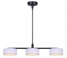 Canarm LPL288A03BK - CARMYNN 3 Light Integrated LED Black Contemporary Pendant with White Fabric Shade