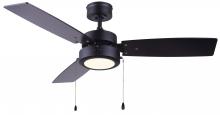 Canarm CF42WAL3BK - Cfan 42&#34; WALLIS, 3 MDF Blades, Dual Mount, 1x15W Integrated LED, 900Lumen, 3000K, No Limiter