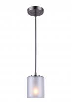 Canarm IPL575A01BN - BAY, 1 Lt Rod Pendant, Frosted&Clear Glass, 100W Type A, 5 &#34;x 10-58&#34;