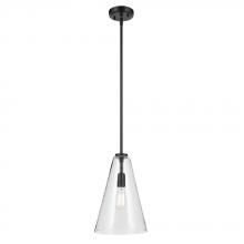 Kichler 42199BK - Everly 15.25&#34; 1-Light Cone Pendant with Clear Glass in Black