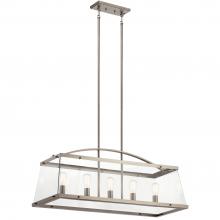 Kichler 52123CLP - Darton 40.75&#34; 5 Light Linear Chandelier with Clear Glass in Classic Pewter