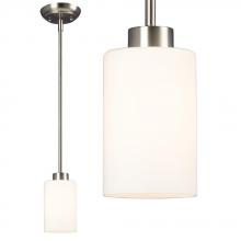 Galaxy Lighting 918734BN - Mini-Pendant in Brushed Nickel with Satin White Glass (w 6&#34;,12&#34; & 18&#34; Extension Rods)